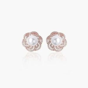 Rose Gold Swirl Pearl Earrings